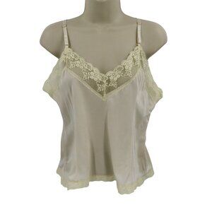 VTG Bari Womens Large Ivory Lace Trim Spaghetti Strap Camisole Cami Tank Top